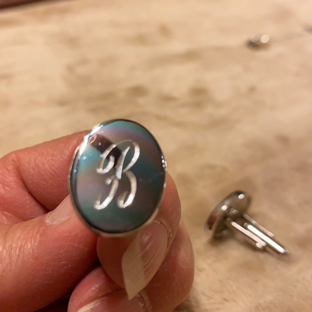 Silver b initial cuff links